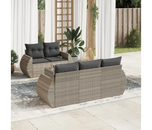 6-Daļīgs Dārza Dīvānu Komplekts,Matrači, Gaiši Pelēka Pe Pinums Vidaxl