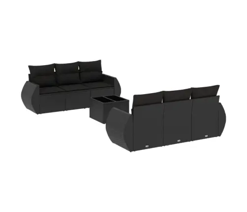 7-Daļīgs Dārza Dīvāna Komplekts Ar Matračiem, Melna Pe Vidaxl