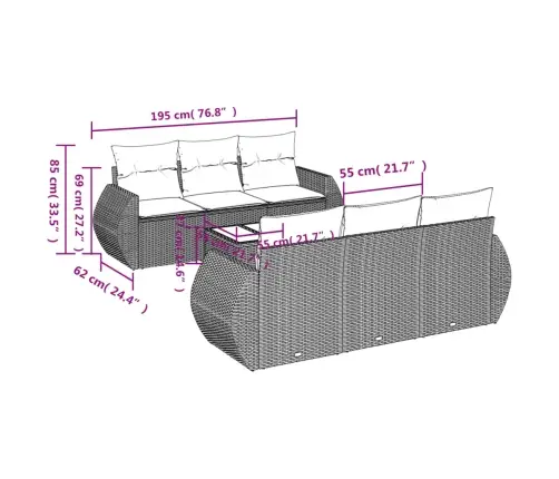 7-Osaline Aiadiivani Komplekt Patjadega, Hall, Polürotang