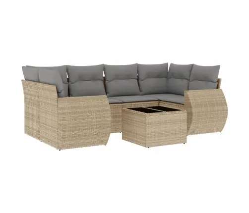 Sofos Komplektas Su Pagalvėlėmis, 7 Dalių, Smėlio, Poliratanas