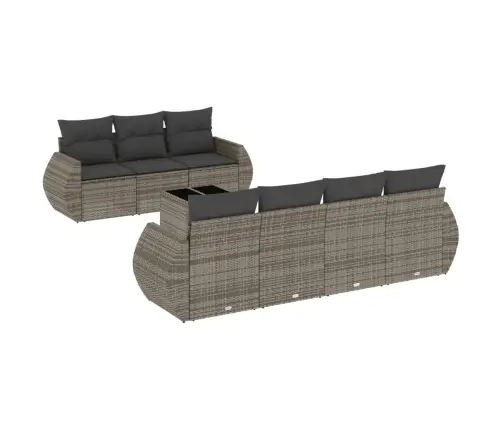 8-Daļīgs Dārza Dīvāna Komplekts Ar Matračiem, Pelēks Pe Pinums Vidaxl