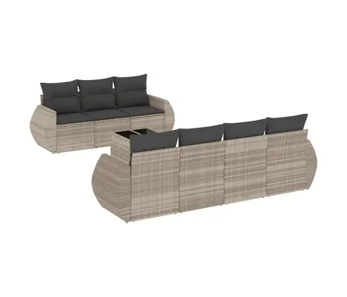 8-Osaline Aiadiivani Komplekt Patjadega, Helehall, Polürotang