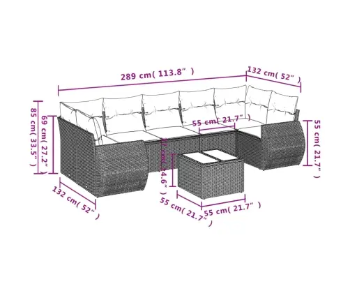 Sofos Komplektas Su Pagalvėlėmis, 8 Dalių, Juodas, Poliratanas