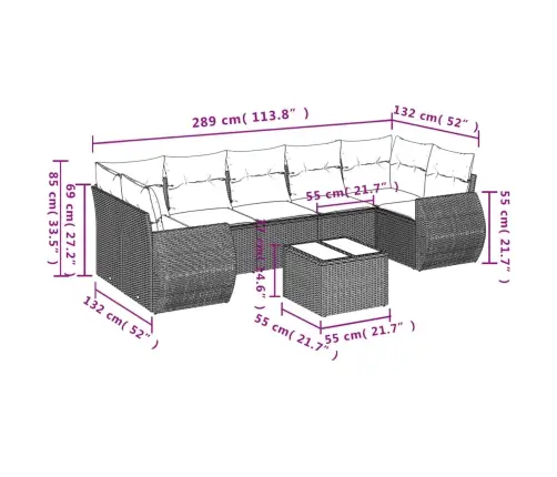 8-Osaline Aiadiivani Komplekt Patjadega, Beež, Polürotang