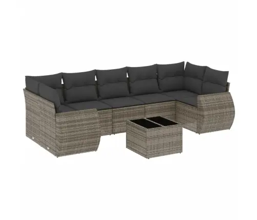 8-Daļīgs Dārza Dīvāna Komplekts Ar Matračiem, Pelēks Pe Pinums Vidaxl