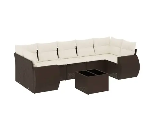 8-Daļīgs Dārza Dīvānu Komplekts, Matrači, Brūna Pe Rotangpalma Vidaxl