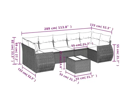 8-Daļīgs Dārza Dīvānu Komplekts, Matrači, Brūna Pe Rotangpalma Vidaxl