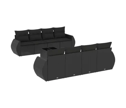 Sodo Komplektas Su Pagalvėlėmis, 9 Dalių, Juodas, Poliratanas