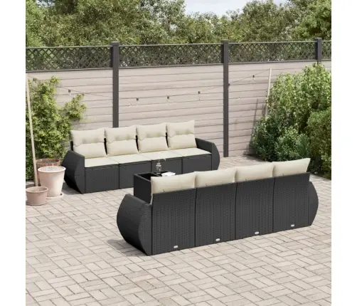 9-Daļīgs Dārza Dīvāna Komplekts, Matrači, Melna Pe Rotangpalma Vidaxl