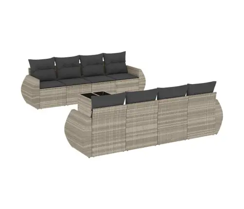 Sofos Komplektas Su Pagalvėlėmis, 9 Dalių, Pilkas, Poliratanas