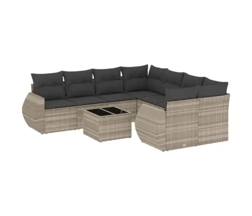 Sofos Komplektas Su Pagalvėlėmis, 9 Dalių, Pilkas, Poliratanas