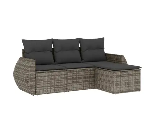 4-Daļīgs Dārza Dīvāna Komplekts Ar Matračiem, Pelēks Pe Pinums Vidaxl