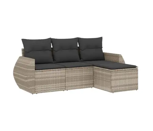 Sofos Komplektas Su Pagalvėlėmis, 4 Dalių, Pilkas, Poliratanas