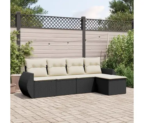 5-Daļīgs Dārza Dīvāna Komplekts Ar Matračiem, Pe Rotangpalma Vidaxl