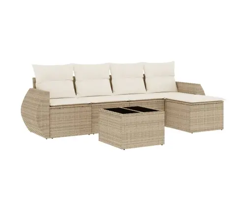 6-Daļīgs Dārza Dīvāna Komplekts, Matrači, Bēša Pe Rotangpalma Vidaxl