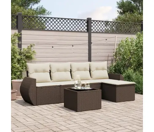 6-Daļīgs Dārza Dīvānu Komplekts, Matrači, Brūna Pe Rotangpalma Vidaxl