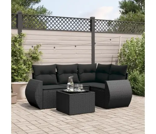 5-Daļīgs Dārza Dīvāna Komplekts Ar Matračiem, Pe Rotangpalma Vidaxl