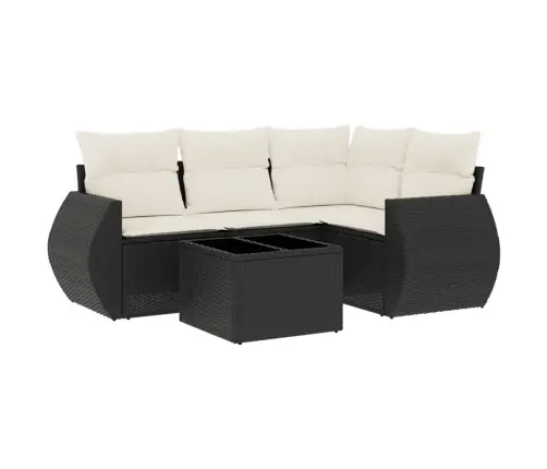 Sodo Komplektas Su Pagalvėlėmis, 5 Dalių, Juodas, Poliratanas