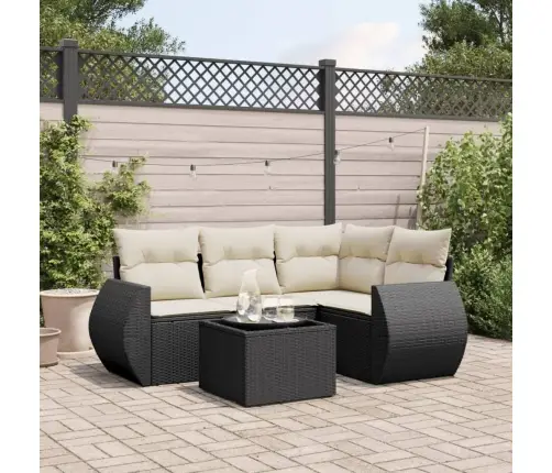 Sodo Komplektas Su Pagalvėlėmis, 5 Dalių, Juodas, Poliratanas