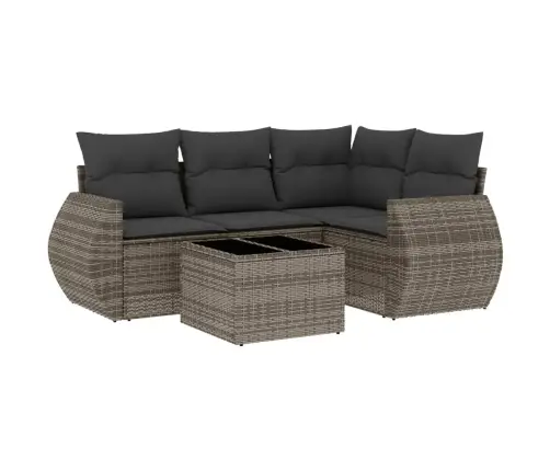 Sofos Komplektas Su Pagalvėlėmis, 5 Dalių, Pilkas, Poliratanas