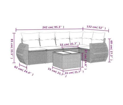 6-Osaline Aiadiivani Komplekt Patjadega, Must, Polürotang