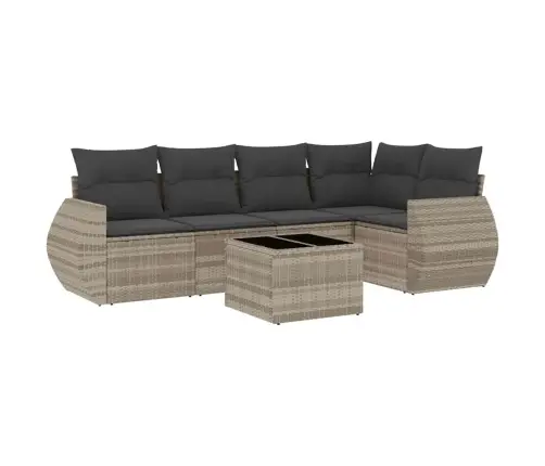 6-Daļīgs Dārza Dīvānu Komplekts,Matrači, Gaiši Pelēka Pe Pinums Vidaxl