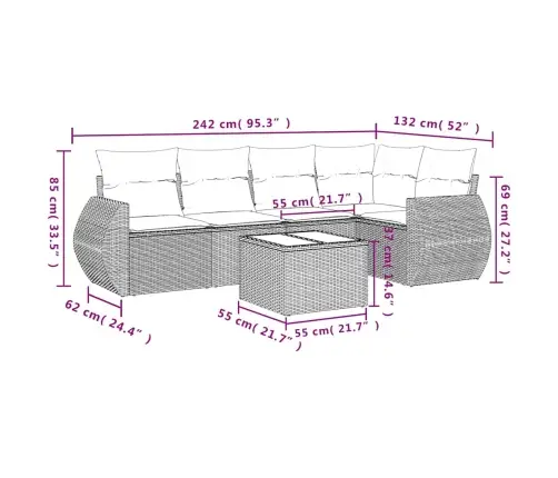 6-Daļīgs Dārza Dīvānu Komplekts,Matrači, Gaiši Pelēka Pe Pinums Vidaxl