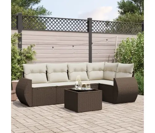 6-Daļīgs Dārza Dīvānu Komplekts, Matrači, Brūna Pe Rotangpalma Vidaxl