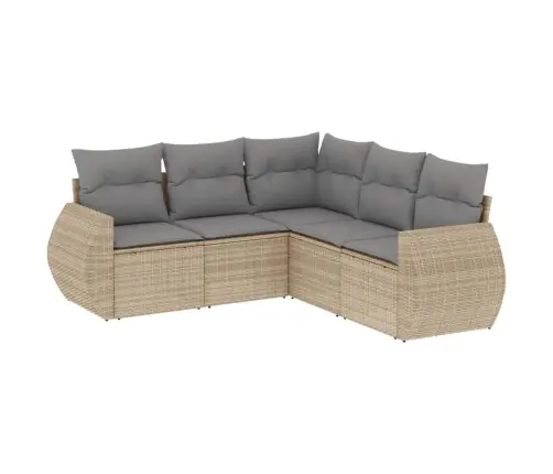 Sofos Komplektas Su Pagalvėlėmis, 5 Dalių, Smėlio, Poliratanas