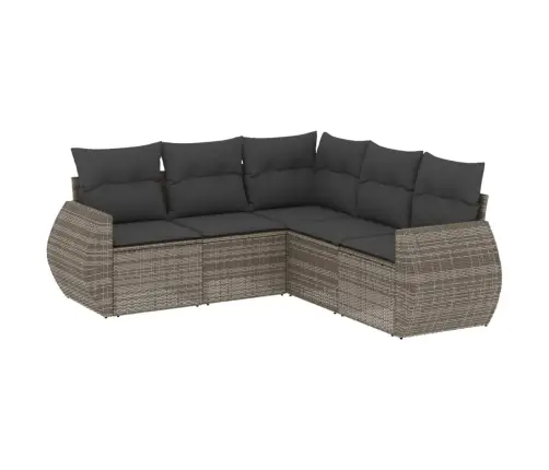 5-Osaline Aiamööblikomplekt Istmepatjadega, Polürotang, Hall