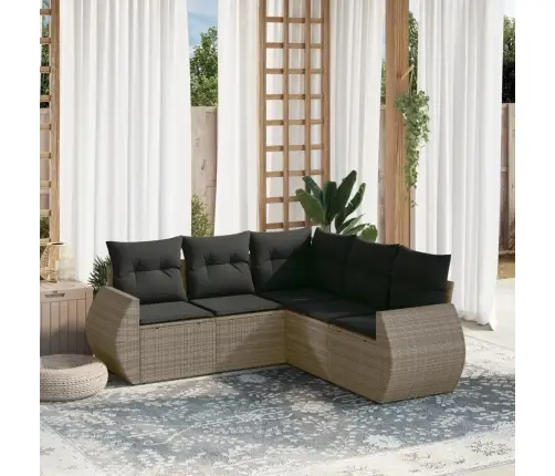 5-Osaline Aiamööblikomplekt Istmepatjadega, Polürotang, Hall