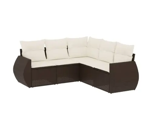 5-Daļīgs Dārza Dīvānu Komplekts, Matrači, Brūna Pe Rotangpalma Vidaxl