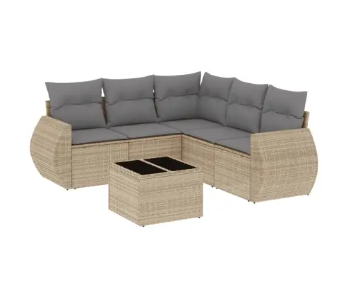 Sofos Komplektas Su Pagalvėlėmis, 6 Dalių, Smėlio, Poliratanas