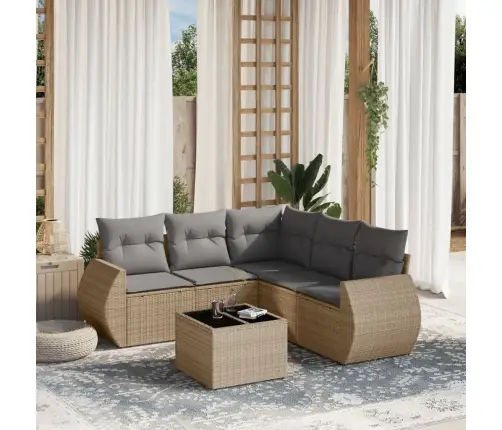 Sofos Komplektas Su Pagalvėlėmis, 6 Dalių, Smėlio, Poliratanas