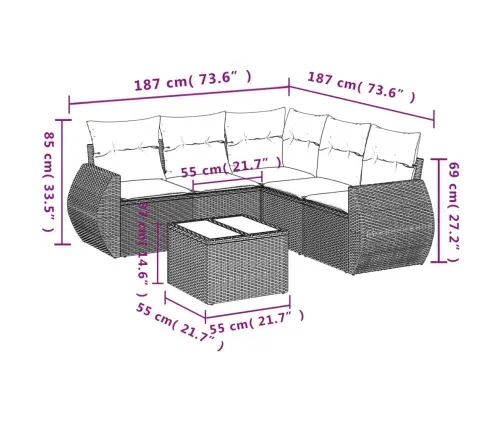 Sofos Komplektas Su Pagalvėlėmis, 6 Dalių, Pilkas, Poliratanas