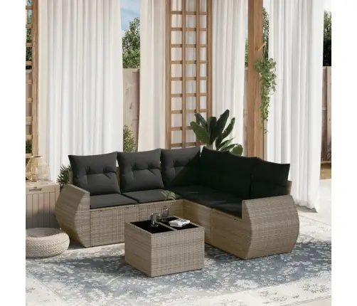 Sofos Komplektas Su Pagalvėlėmis, 6 Dalių, Pilkas, Poliratanas