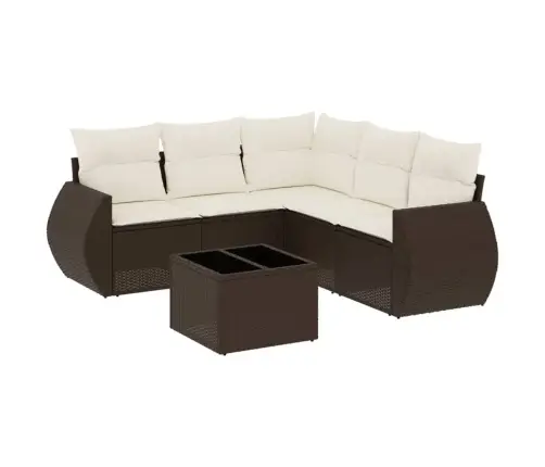 6-Daļīgs Dārza Dīvānu Komplekts, Matrači, Brūna Pe Rotangpalma Vidaxl