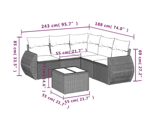 6-Daļīgs Dārza Dīvānu Komplekts, Matrači, Brūna Pe Rotangpalma Vidaxl