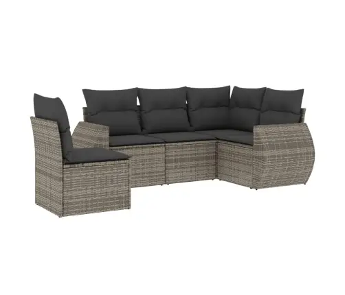 Sofos Komplektas Su Pagalvėlėmis, 5 Dalių, Pilkas, Poliratanas