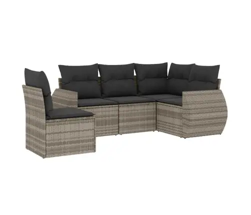 Sofos Komplektas Su Pagalvėlėmis, 5 Dalių, Pilkas, Poliratanas