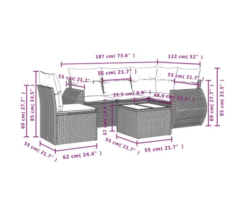 6-Osaline Aiadiivani Komplekt Patjadega, Must, Polürotang