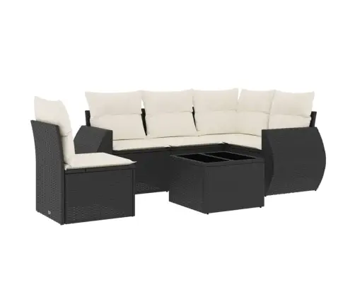 6-Daļīgs Dārza Dīvāna Komplekts, Matrači, Melna Pe Rotanpalma Vidaxl