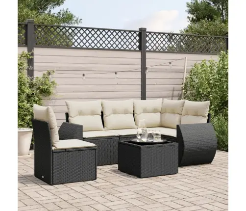 6-Daļīgs Dārza Dīvāna Komplekts, Matrači, Melna Pe Rotanpalma Vidaxl