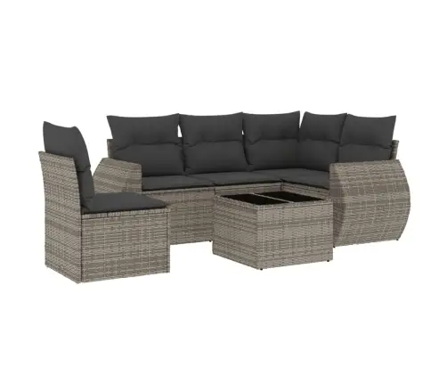 6-Daļīgs Dārza Dīvāna Komplekts Ar Matračiem, Pelēks Pe Pinums Vidaxl