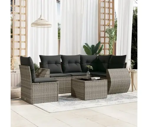 6-Daļīgs Dārza Dīvāna Komplekts Ar Matračiem, Pelēks Pe Pinums Vidaxl