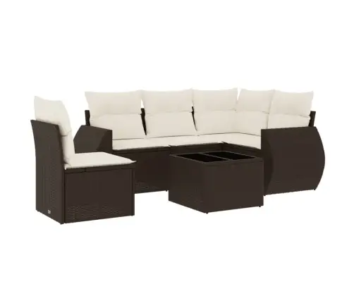 6-Daļīgs Dārza Dīvānu Komplekts, Matrači, Brūna Pe Rotangpalma Vidaxl