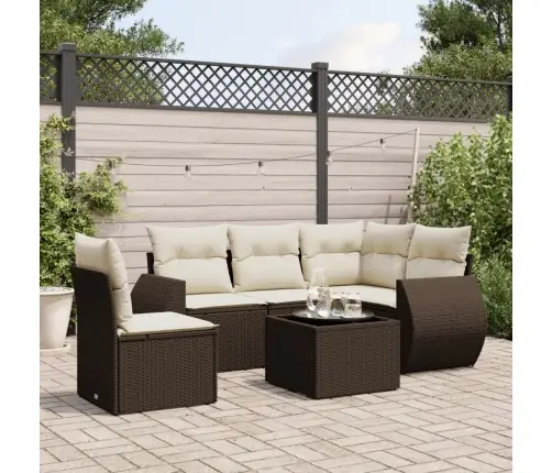 6-Daļīgs Dārza Dīvānu Komplekts, Matrači, Brūna Pe Rotangpalma Vidaxl