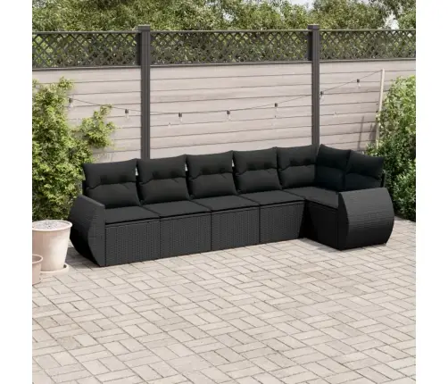 6-Daļīgs Dārza Dīvāna Komplekts, Matrači, Melna Pe Rotanpalma Vidaxl