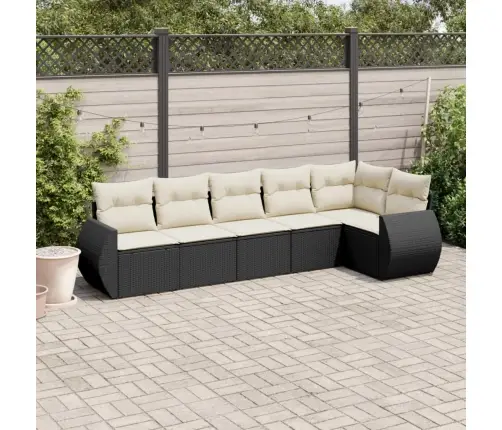 6-Daļīgs Dārza Dīvāna Komplekts, Matrači, Melna Pe Rotanpalma Vidaxl