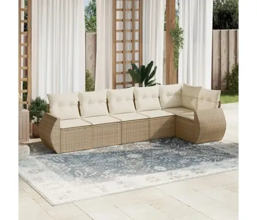 Sofos Komplektas Su Pagalvėlėmis, 6 Dalių, Smėlio, Poliratanas